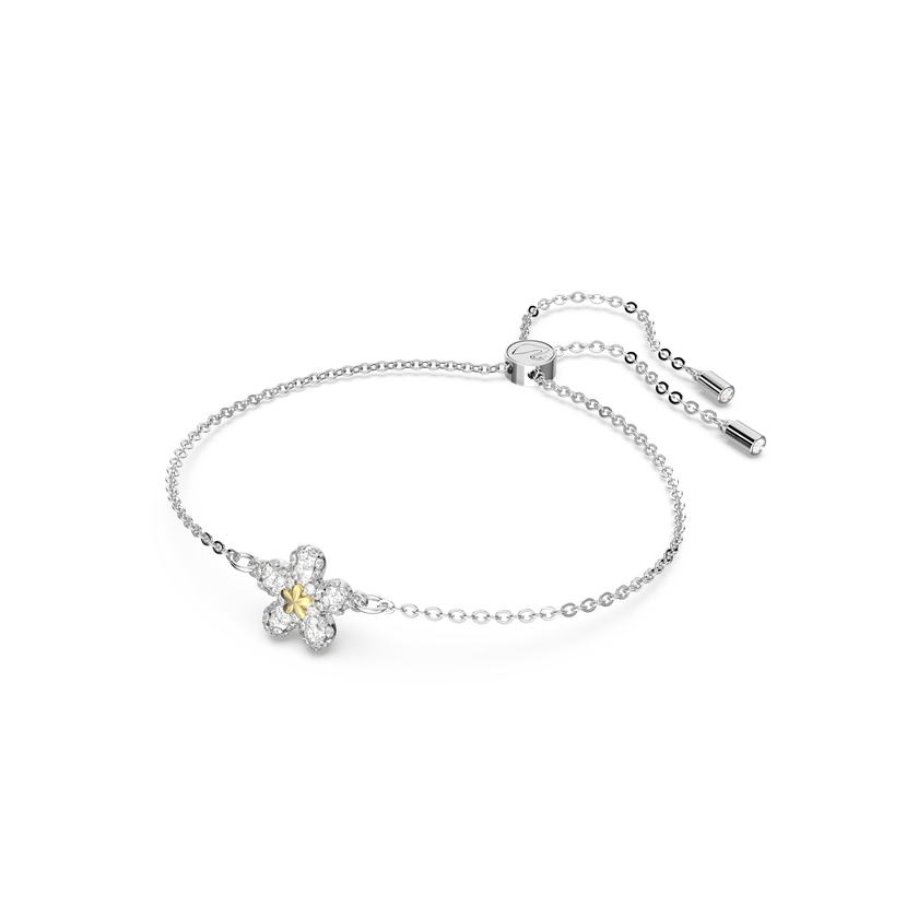 swarovski سوار tough، على شكل زهرة، لون أبيض، لمسة نهائية من معادن مختلطة