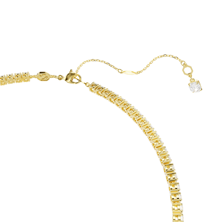 swarovski عقد matrix على شكل حرف y، قطع مُستدير، لون أبيض، لمسة نهائية من الذهب عيار 18 قيراط