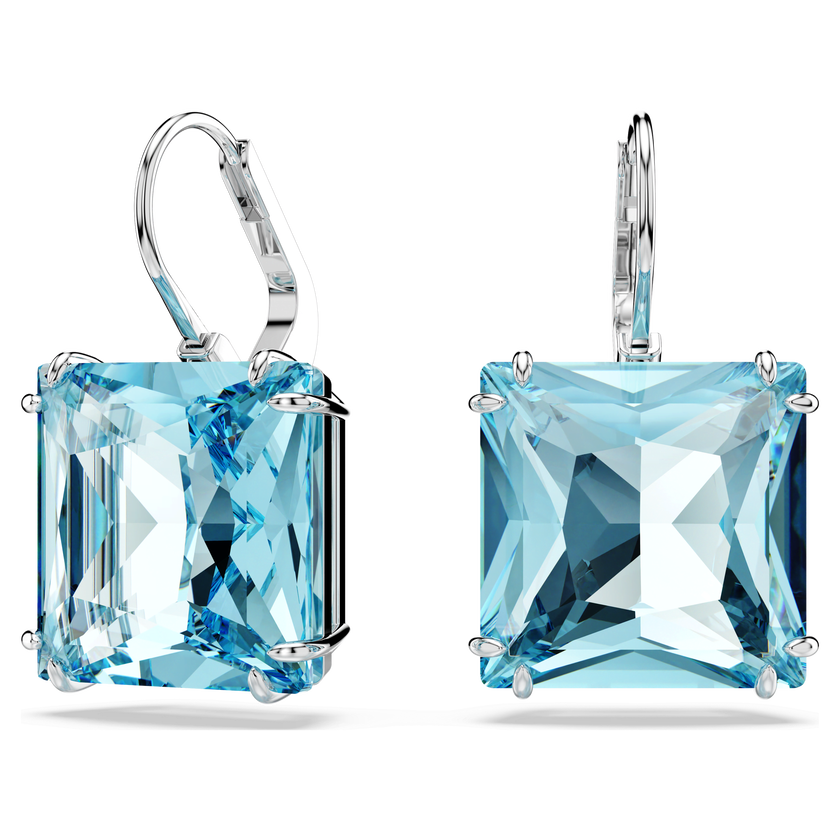 swarovski أقراط millenia، مزدانة بكريستالات مربعة، لون أزرق، طلاء روديوم