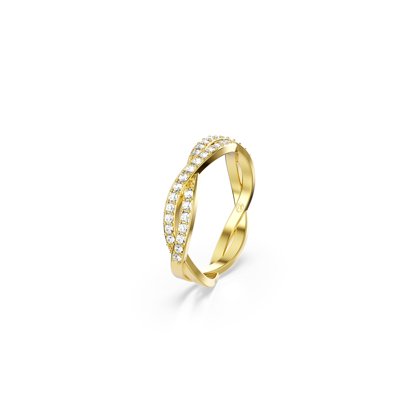 swarovski خاتم infinity، أحجار كريستال صغيرة متراصة، لون أبيض، طلاء باللون الذهبي