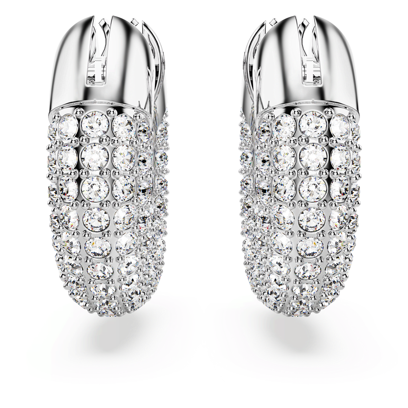 swarovski أقراط dextera حلقية، كريستالات متراصة، طلاء روديوم
