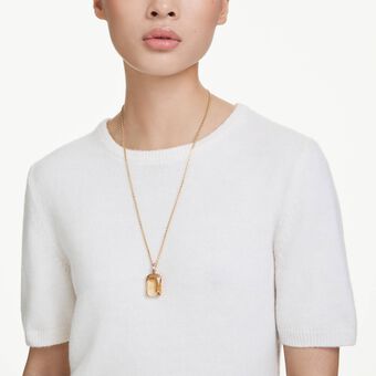 swarovski قلادة millenia، قطع مثمن، لون كراميل، طلاء باللون الذهبي