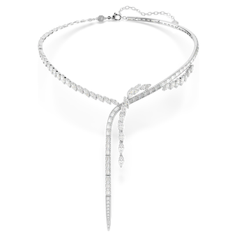swarovski عقد mesmera على شكل حرف y، قطع متنوع، لون أبيض، طلاء روديوم