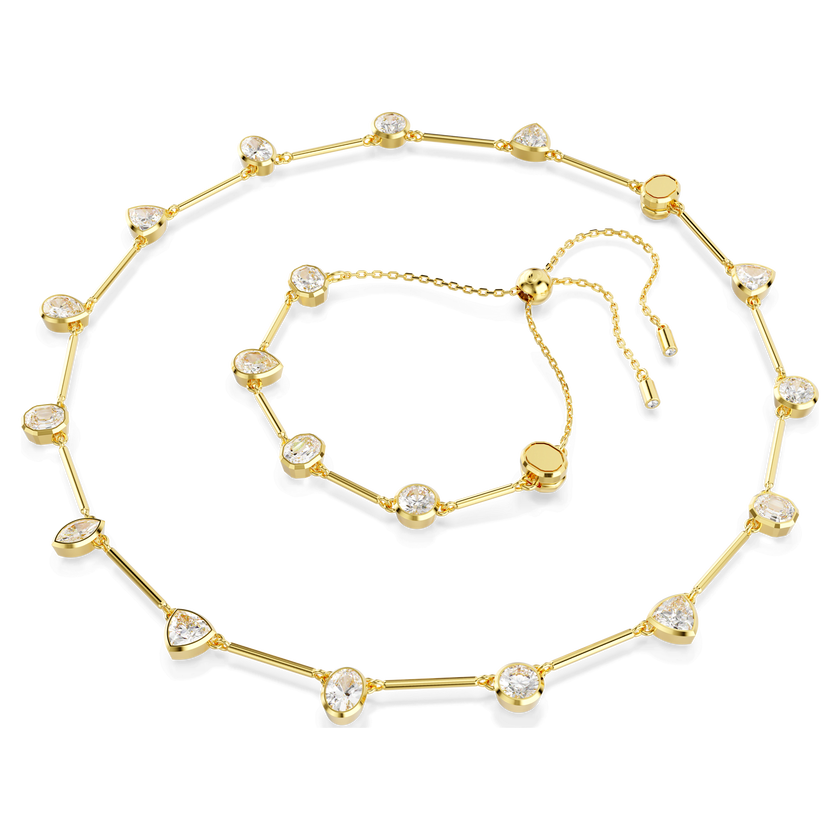 swarovski عقد imber tennis، قطع متنوع، لون أبيض، طلاء باللون الذهبي