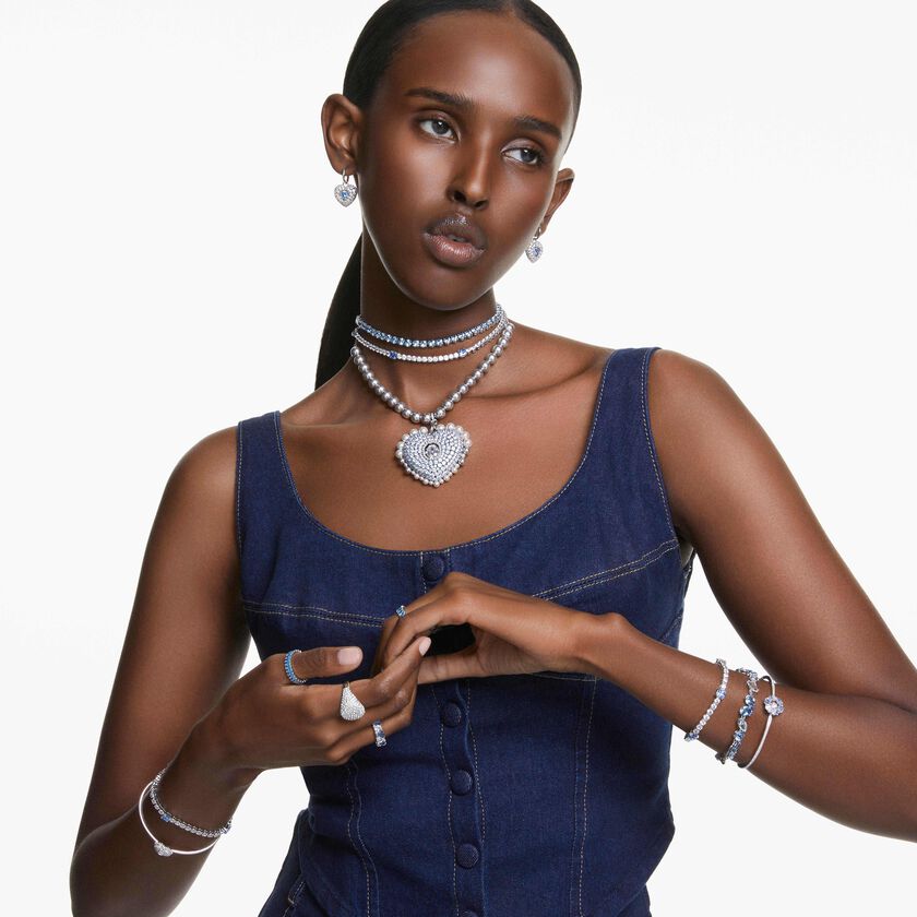 swarovski سوار idyllia، على شكل قلب، لون أبيض، طلاء روديوم