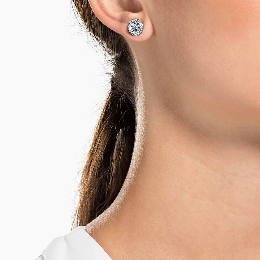 swarovski أقراط angelic للأذن المثقوبة، لون أبيض، طلاء روديوم