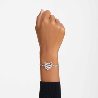 swarovski سوار hyperbola، على شكل قلب، لون أبيض، طلاء روديوم