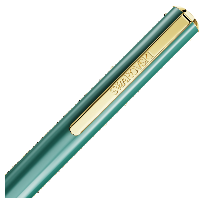 swarovski قلم حبر جاف crystal shimmer glide، لون أخضر، لون أخضر لامع، طلاء باللون الذهبي