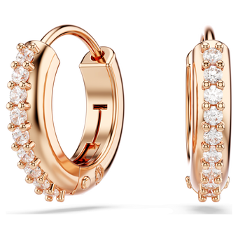 swarovski أقراط حلقية matrix، قطع مُستدير، لون أبيض، لمسة نهائية من الذهب الوردي عيار 18 قيراط