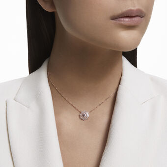 swarovski قلادة idyllia، قطع متنوع، شكل شمس، لون وردي، لمسة نهائية من الذهب الوردي عيار 18 قيراط