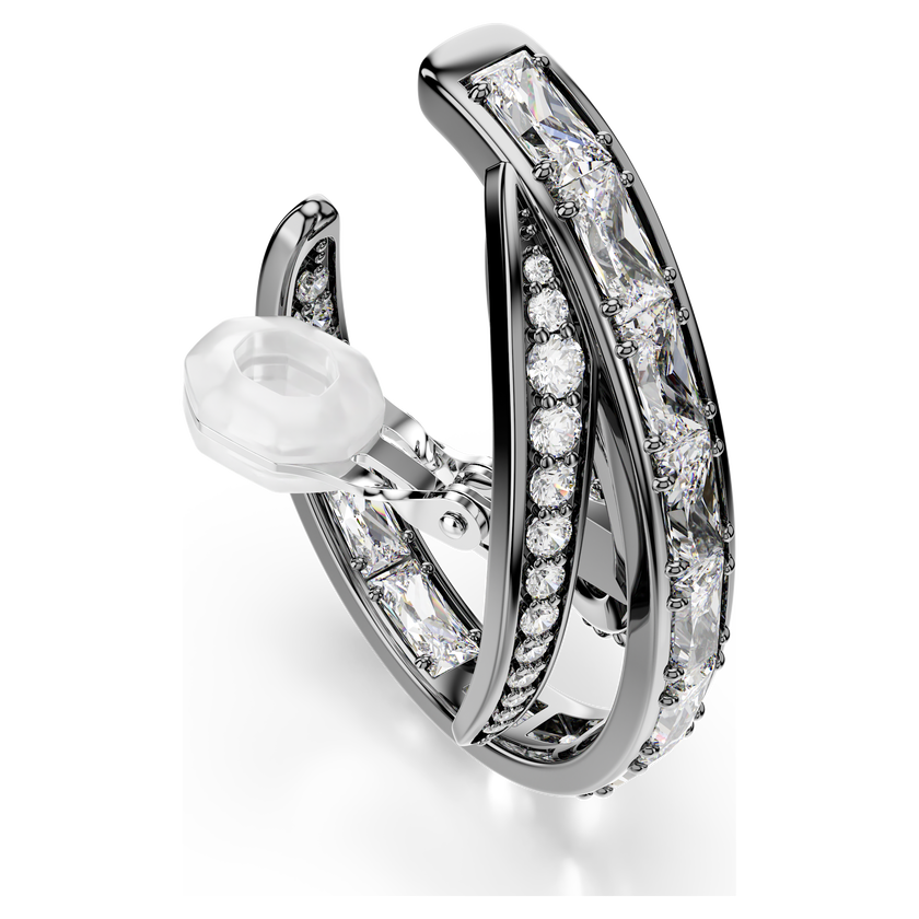 swarovski طقم حلية الأذن  3 قطع  the vienna collection، شكل ريشة، لون أبيض، طلاء روثينيوم