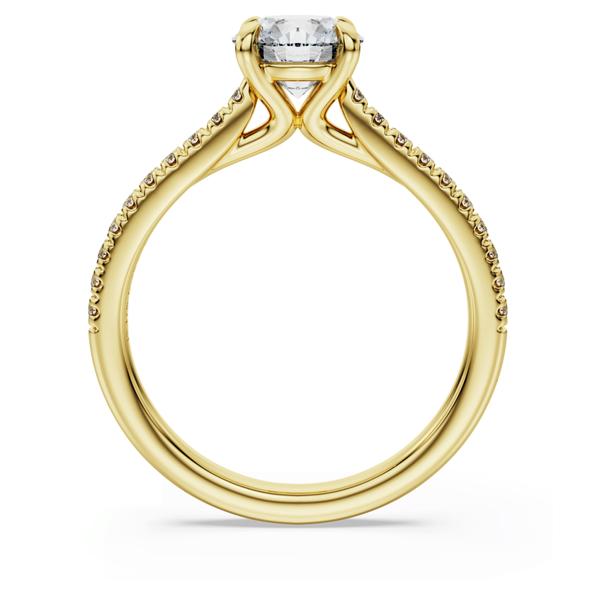 swarovski خاتم سوليتير eternity، ألماس مُصنع في المختبر إجمالي 1 2 قيراط، شكل دائري، ذهب أصفر عيار 18 قيراط
