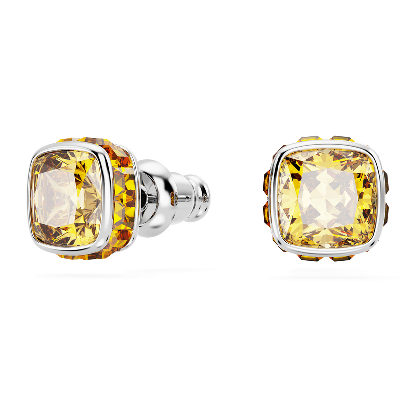 swarovski أقراط دبوسية birthstone، قطع مربع، شهر نوفمبر، لون أصفر، طلاء روديوم