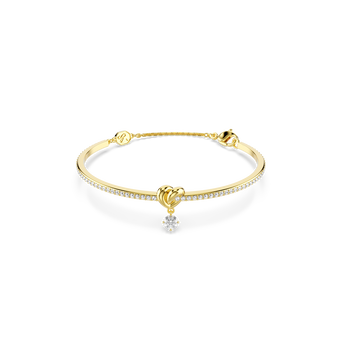 swarovski سوار lifelong، قطع مستدير، شكل قلب، لون أبيض، طلاء باللون الذهبي