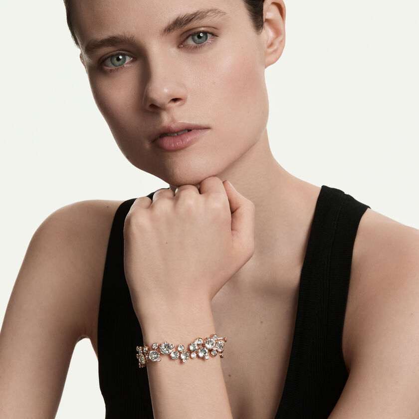 swarovski سوار constella، قطع مُستدير، لون أبيض، لمسة نهائية من الذهب الوردي عيار 18 قيراط