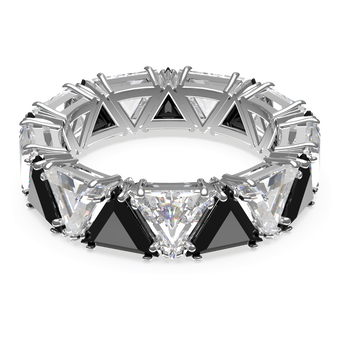 swarovski خاتم كوكتيل matrix، قطع مثلث، لون أسود، طلاء روديوم