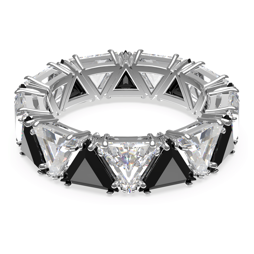 swarovski خاتم كوكتيل matrix، قطع مثلث، لون أسود، طلاء روديوم