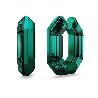 swarovski أقراط حلقية lucent، شكل مُثَمَّن، حجم صغير، لون أخضر