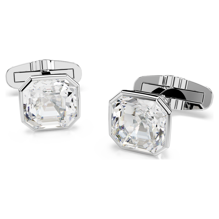 swarovski أزرار أكمام millenia، قطع مثمن، لون أبيض، طلاء روديوم
