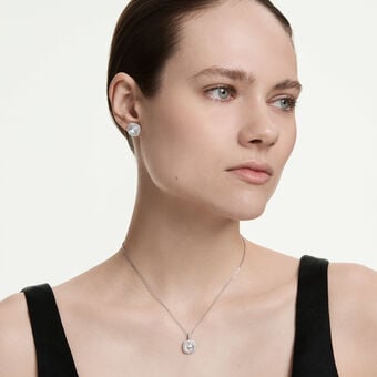 swarovski طقم una angelic، قطع كوشن، لون أبيض، طلاء روديوم