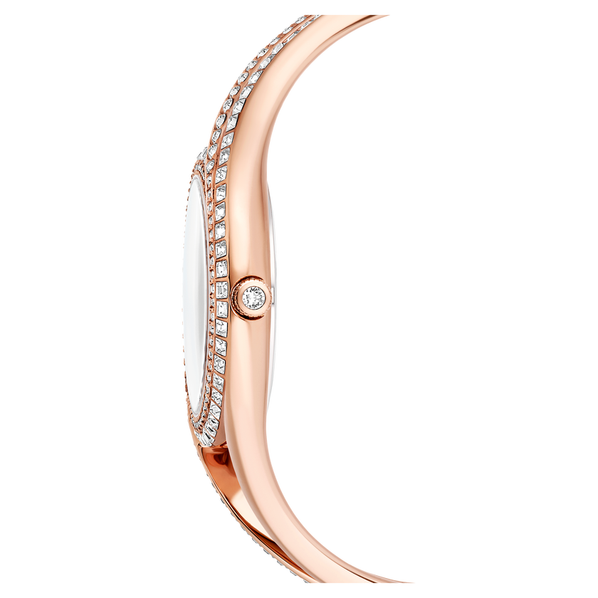 swarovski ساعة hyperbola bangle، سويسرية الصنع، سوار معدن، طلاء ذهبي وردي، لمسة نهائية باللون الذهبي الوردي