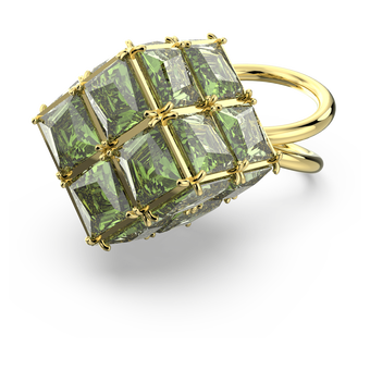 swarovski خاتم curiosa كوكتيل، مربع، لون أخضر، طلاء بلون ذهبي