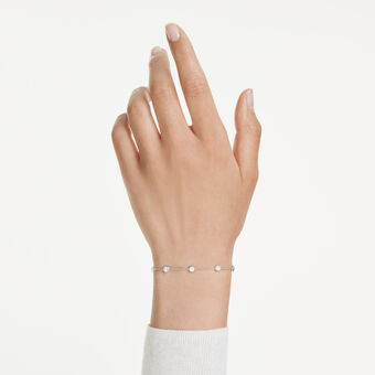 swarovski سوار octagon، ألماس مُصنع في المختبر إجمالي 0 8 قيراط، شكل دائري، فضة استرليني