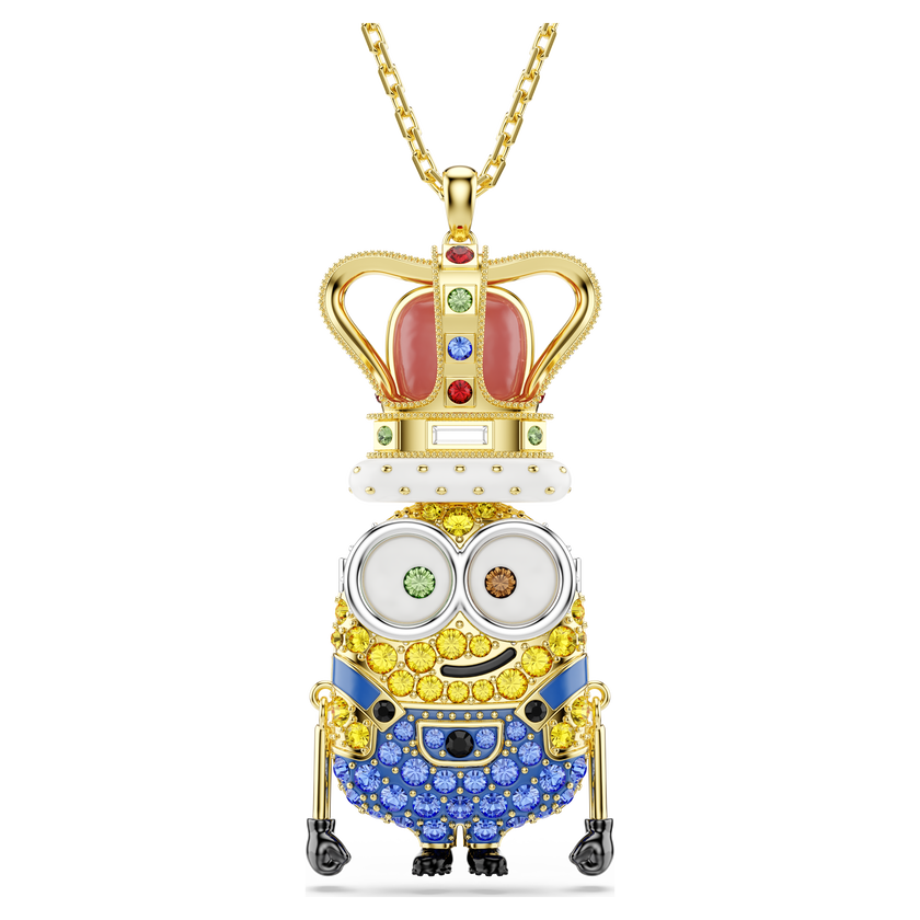 swarovski minions king bob pendant  pav   multicolored  gold tone plated