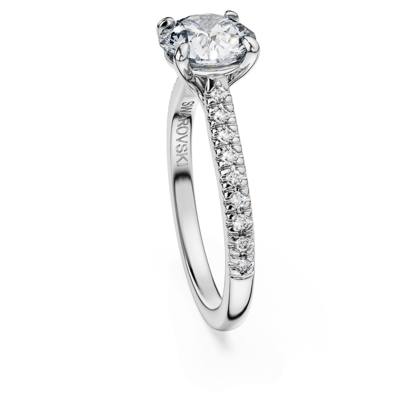 swarovski خاتم سوليتير eternity، ألماس مُصنع في المختبر إجمالي 1 7 قيراط، شكل دائري، ذهب أبيض عيار 18 قيراط