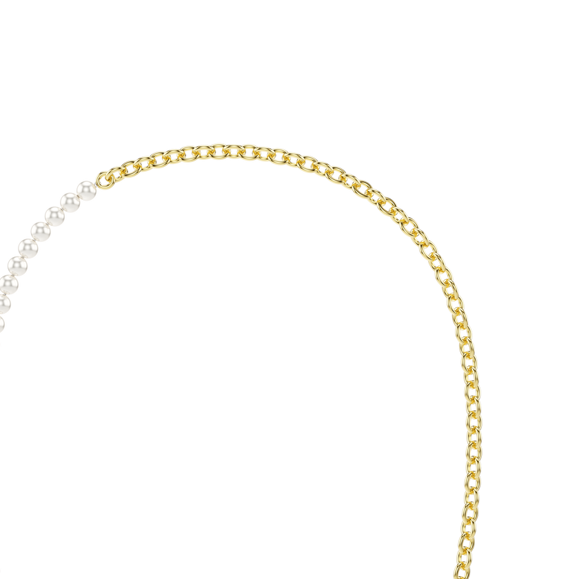 swarovski عقد idyllia، لآلئ كريستال، لون أبيض، طلاء باللون الذهبي