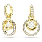 swarovski hyperbola drop earrings  round cut  white  gold tone plated