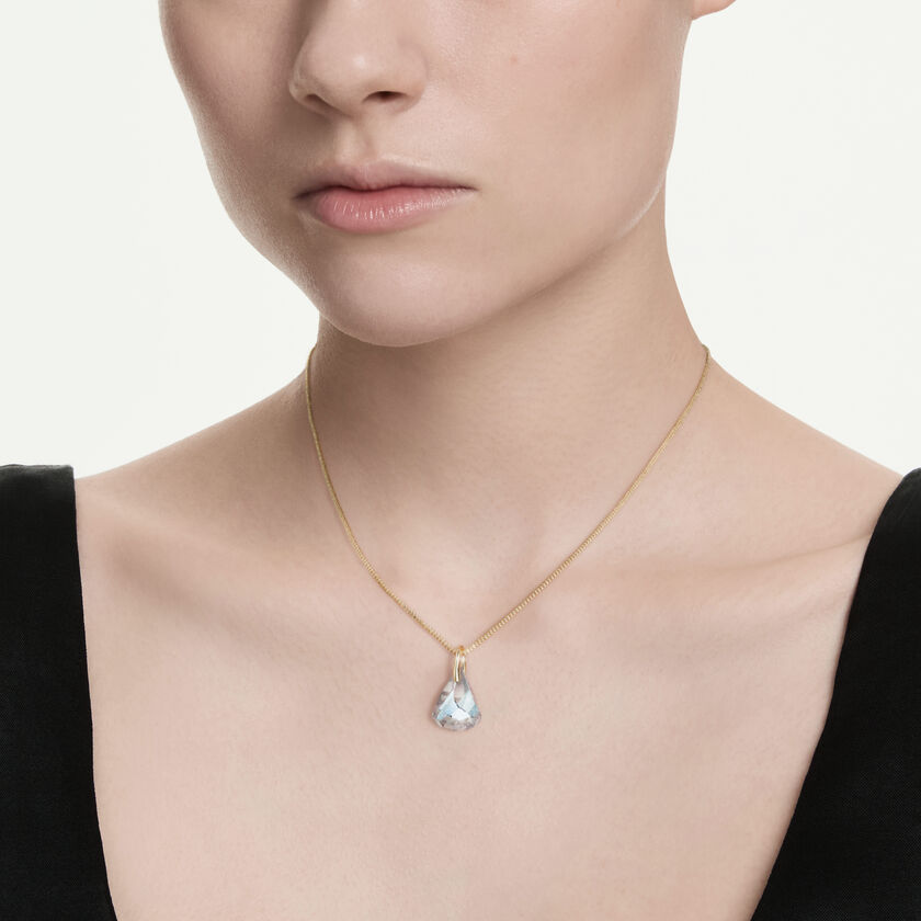 swarovski قلادة lunar، قطع بيضاوي، لون أبيض، لمسة نهائية من الذهب عيار 18 قيراط