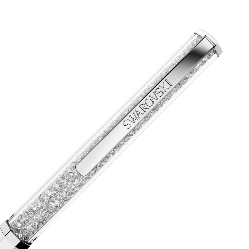 swarovski قلم حبر جاف crystalline، مطلي باللاكر الأبيض، طلاء كروم