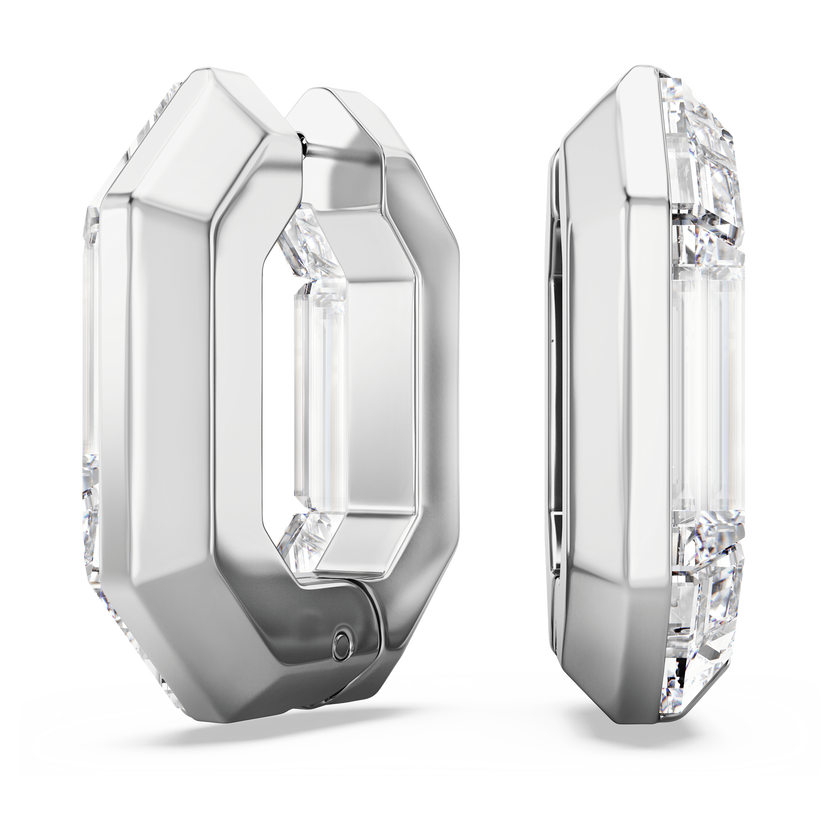 swarovski أقراط حلقية lucent، شكل مثمن، حجم صغير، لون أبيض