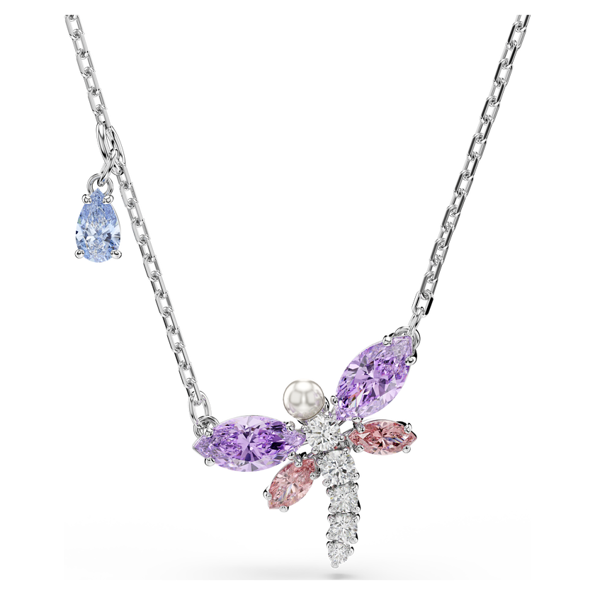 قلادة ariana grande x swarovski، قطع متنوع، شكل يعسوب، ألوان متعددة، طلاء روديوم