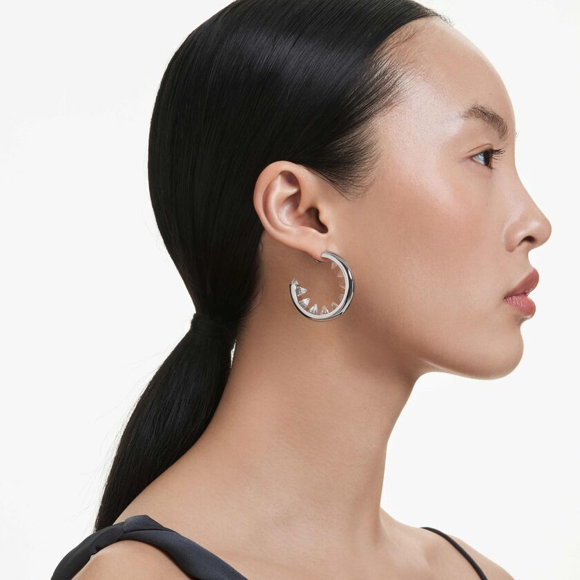 swarovski أقراط حلقية sublima، لون أبيض، طلاء روديوم