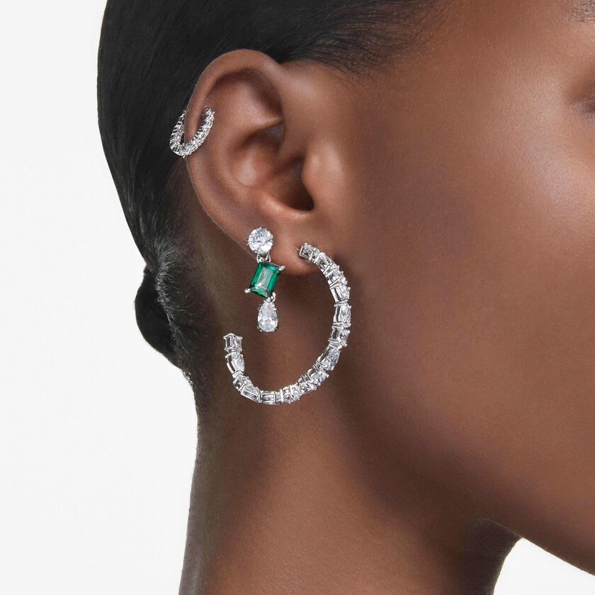 swarovski أقراط متدلية mesmera، قطع متنوع، لون أخضر، طلاء روديوم