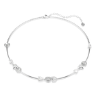 swarovski عقد idyllia، شكل قلب وسهم، لون أبيض، طلاء روديوم