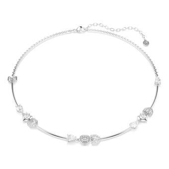 swarovski عقد idyllia، شكل قلب وسهم، لون أبيض، طلاء روديوم