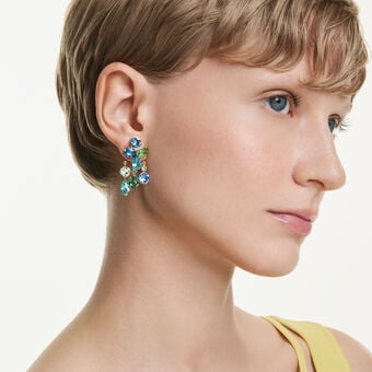 swarovski أقراط gema، قطع متنوع، ألوان متعددة، طلاء باللون الذهبي