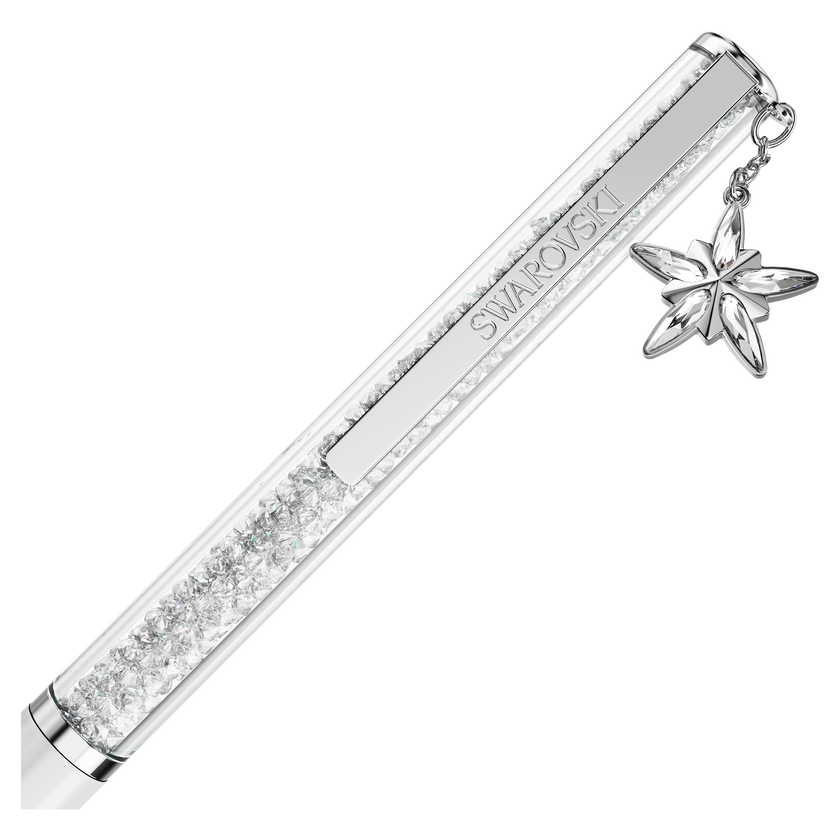 swarovski قلم حبر جاف crystalline، لون أبيض، طلاء كروم