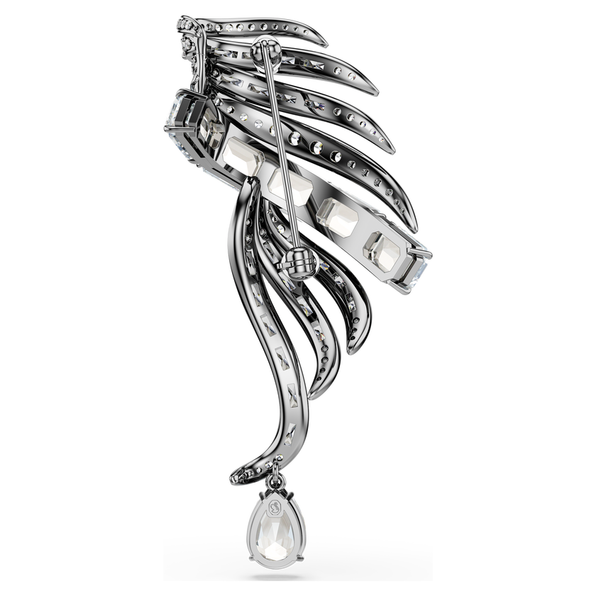 swarovski بروش the vienna collection، شكل ريشة، لون أبيض، طلاء روثينيوم