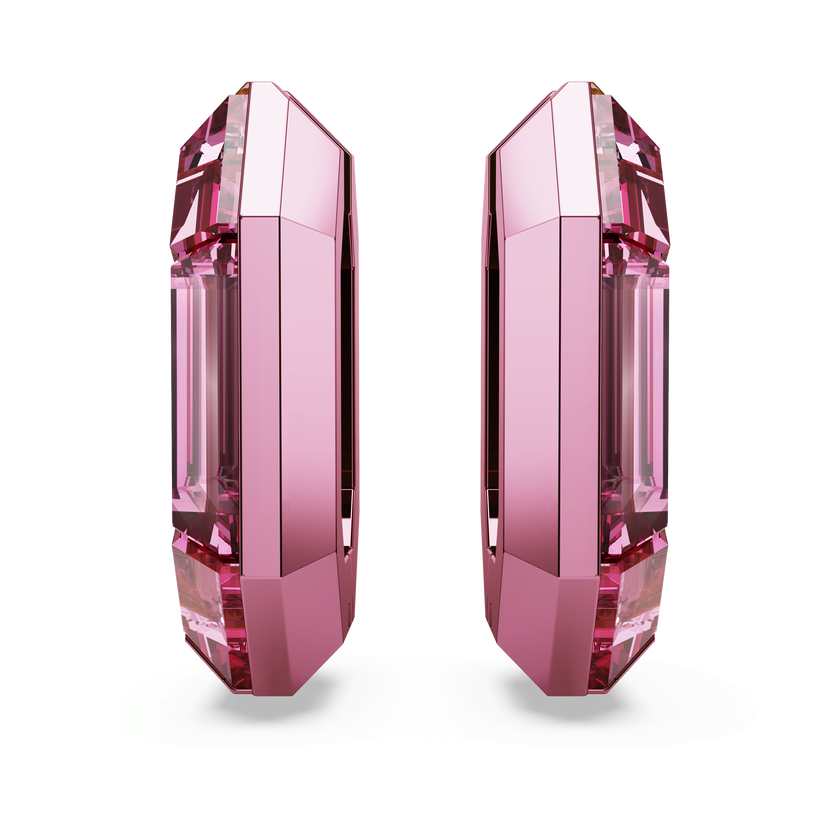 swarovski أقراط حلقية lucent، شكل مُثَمَّن، حجم صغير، لون وردي