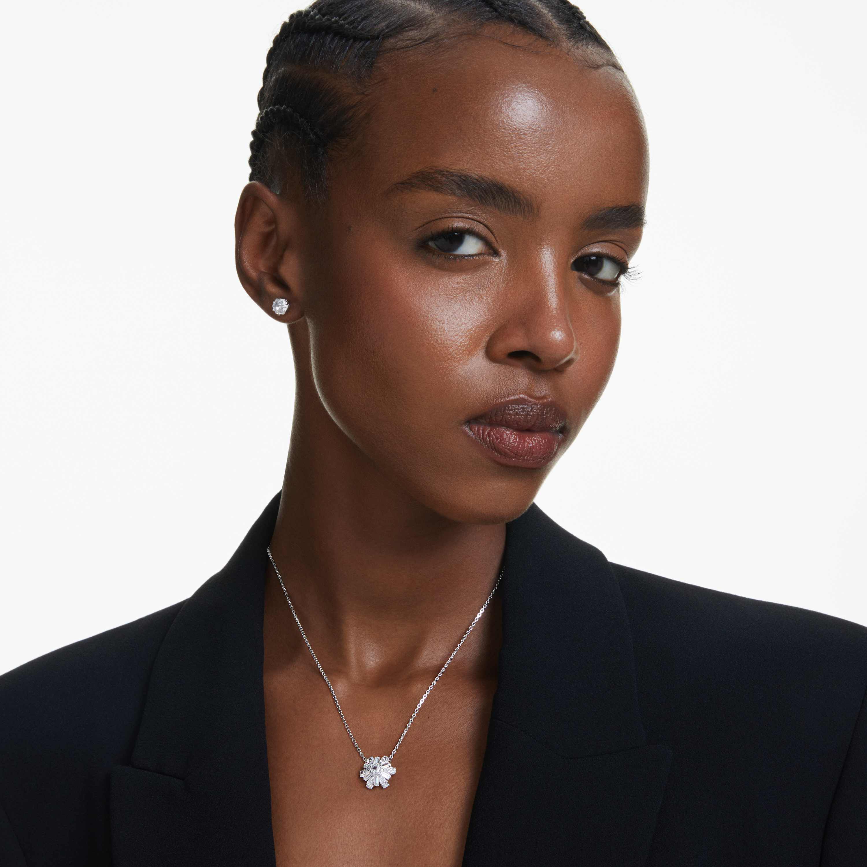 swarovski طقم idyllia، قطع متنوع، شكل ندفة ثلج، لون أبيض، طلاء روديوم