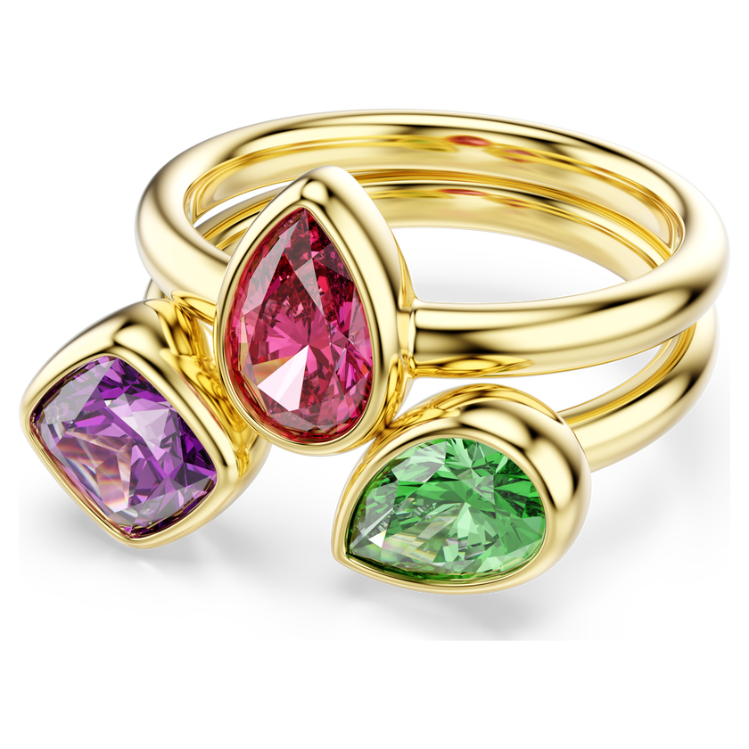 swarovski خاتم كوكتيل imber، طقم من قطعتين، قطع متنوع، ألوان متعددة، لمسة نهائية من الذهب عيار 18 قيراط