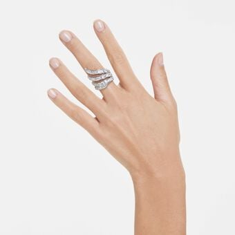 swarovski خاتم كوكتيل vienna، قطع متنوع، بجعة، لون أبيض، طلاء روديوم
