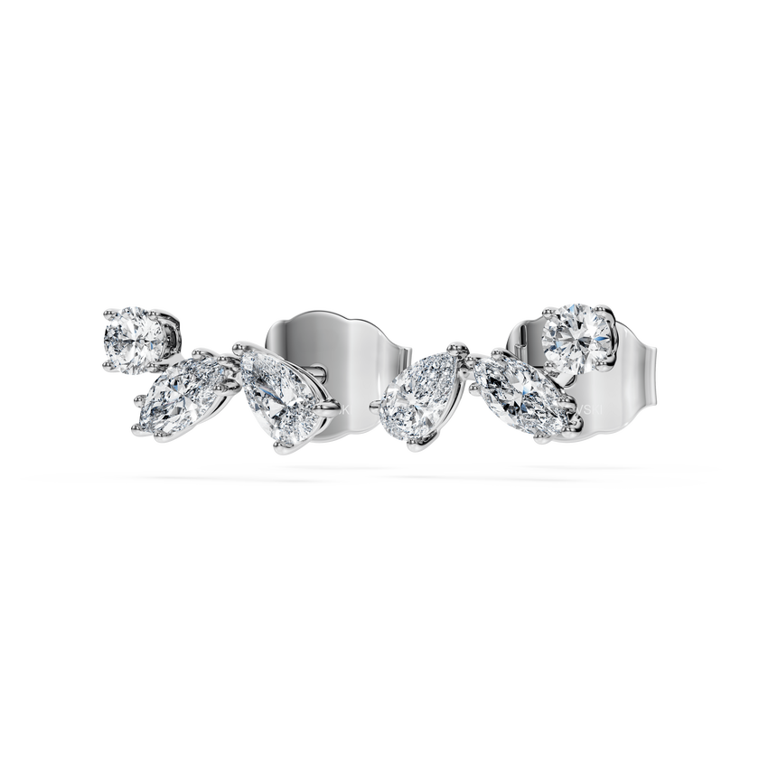 swarovski أقراط دبوسية galaxy، ألماس مُصنع في المختبر إجمالي 0 5 قيراط، شكل دائري، فضة استرليني