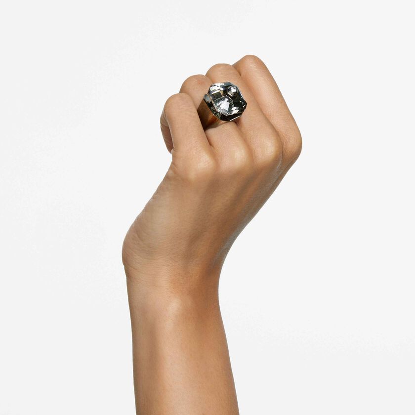 swarovski خاتم numina، مزدان بكريستالات مربعة، لون أسود، طلاء روثينيوم