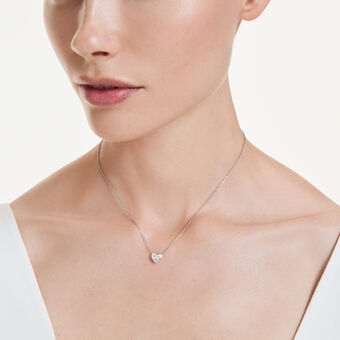 swarovski قلادة eternity، ألماس مُصنع في المختبر إجمالي 0 5 قيراط، شكل قلب، فضة استرليني