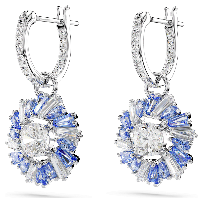 swarovski أقراط متدلية idyllia، على شكل زهرة، لون أزرق، طلاء روديوم